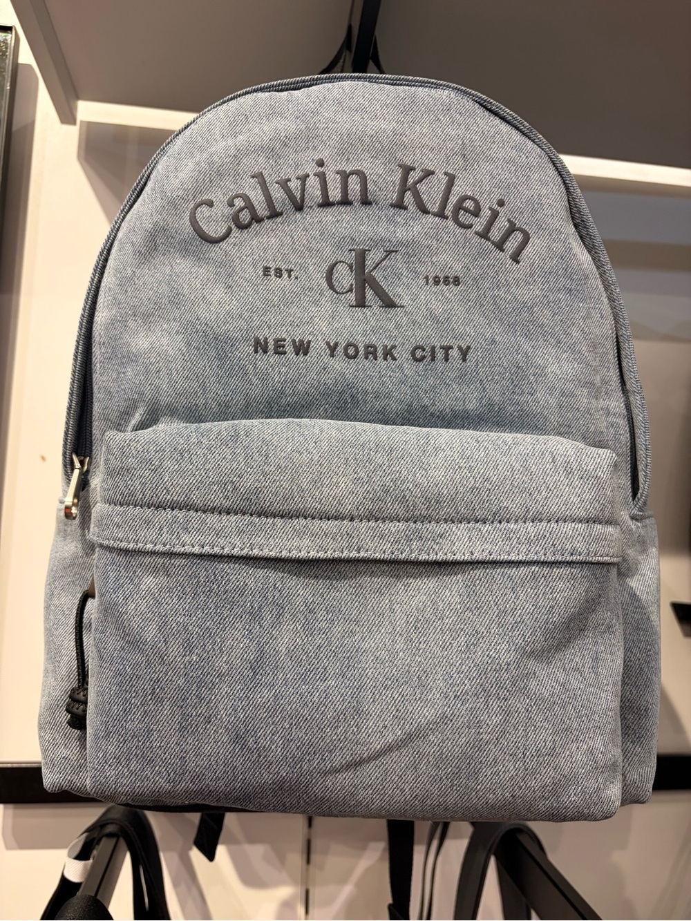 Calvin Klein Light Denim Gray Logo Backpack